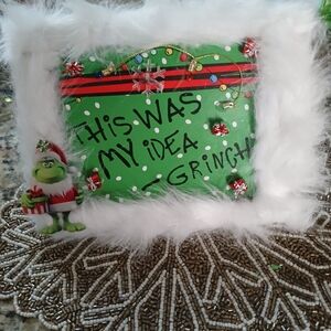 Festive Grinch  with White Fur Trim  mcdonald's collector item